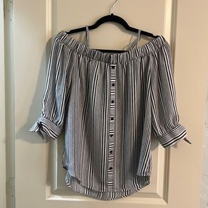 Black and White Stripped Off The Shoulder Top